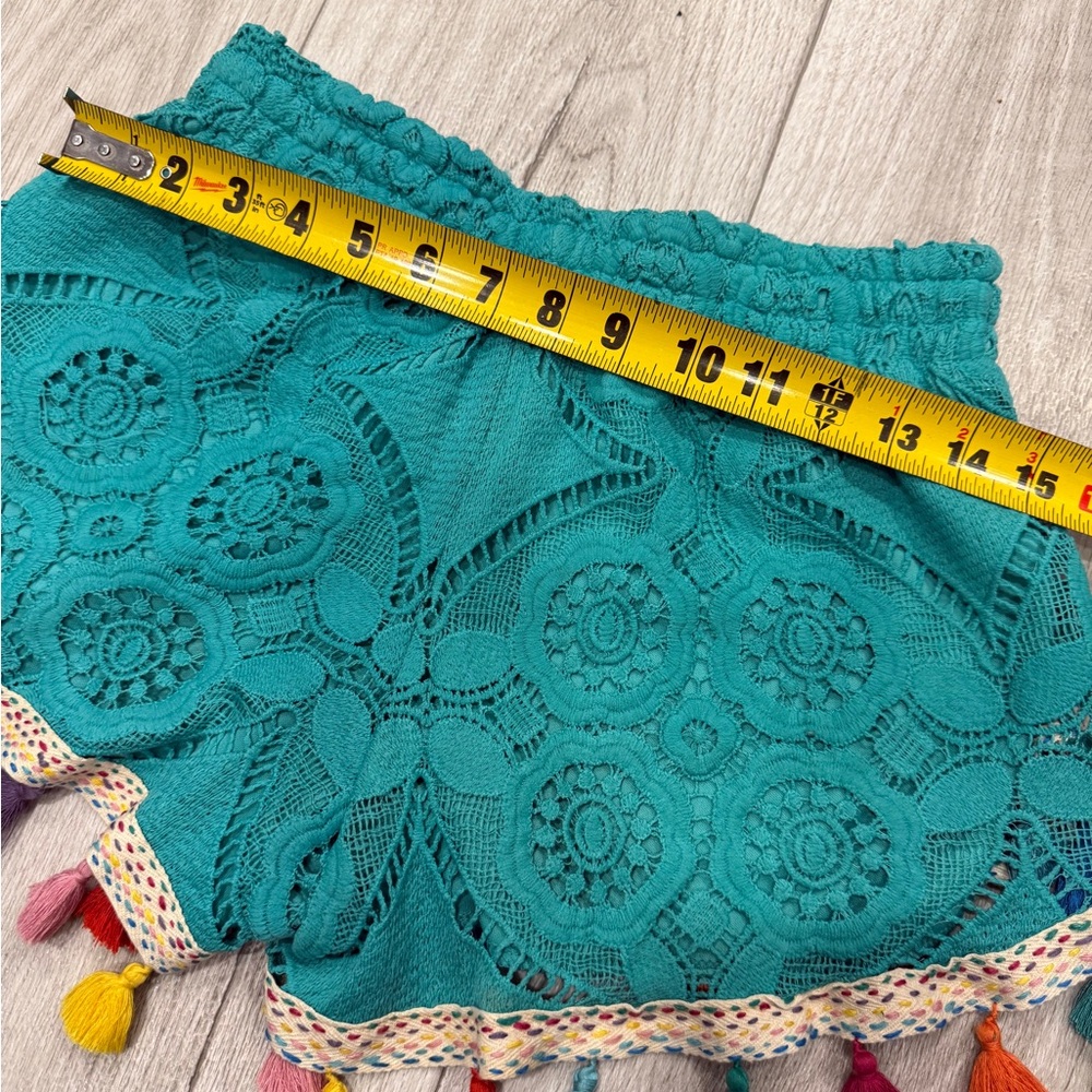 Judith March Green High Waist Shorts with Playful Tassels - Picture 9 of 9